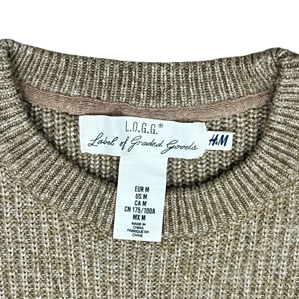 H&M Crewneck Pull Over JumperKnit Sweater In Tan Preppy Old Money Fisherman - Picture 6 of 8